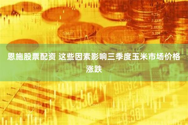 恩施股票配资 这些因素影响三季度玉米市场价格涨跌